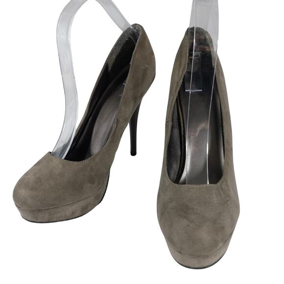 MOSSIMO! TAUPE BROWN/TAN VEGAN SUEDE MICROFIBER PLATFORM STILETTO HEELS! SZ 8.5M - Picture 3 of 10